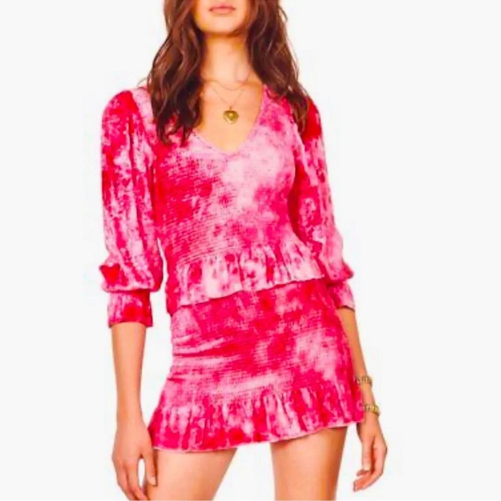 NWT Loveshackfancy Evan dress grenadine pink XS - Picture 3 of 15